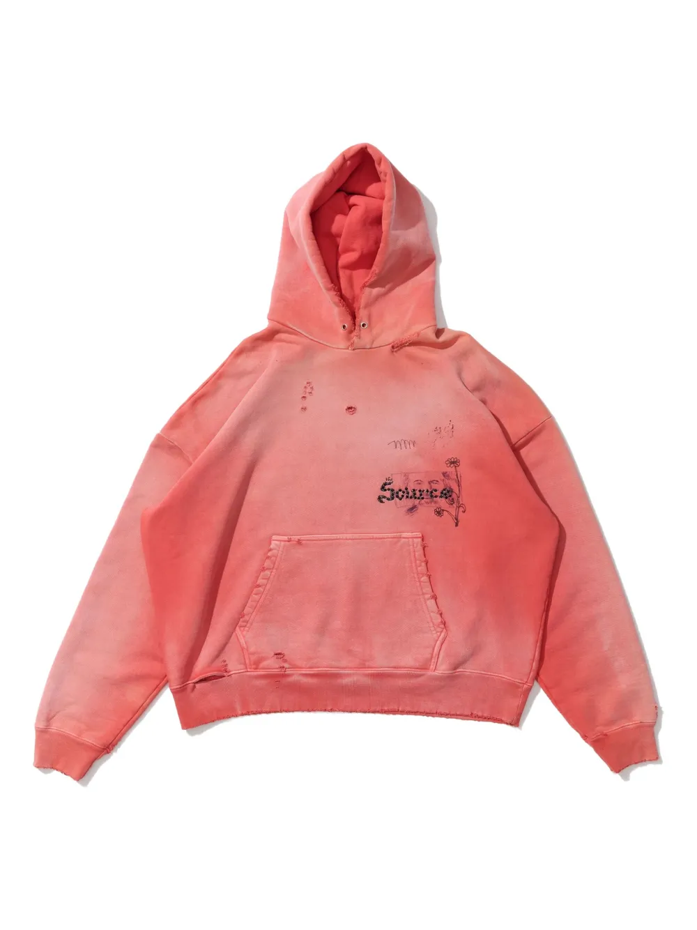 Paly Distressed Graphic Hoodie In Red
