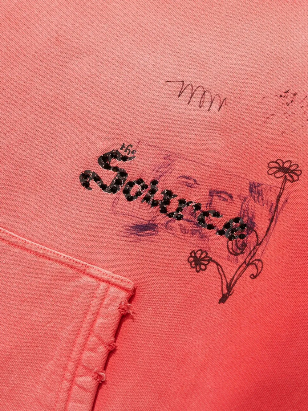 Paly Distressed Graphic Hoodie In Red