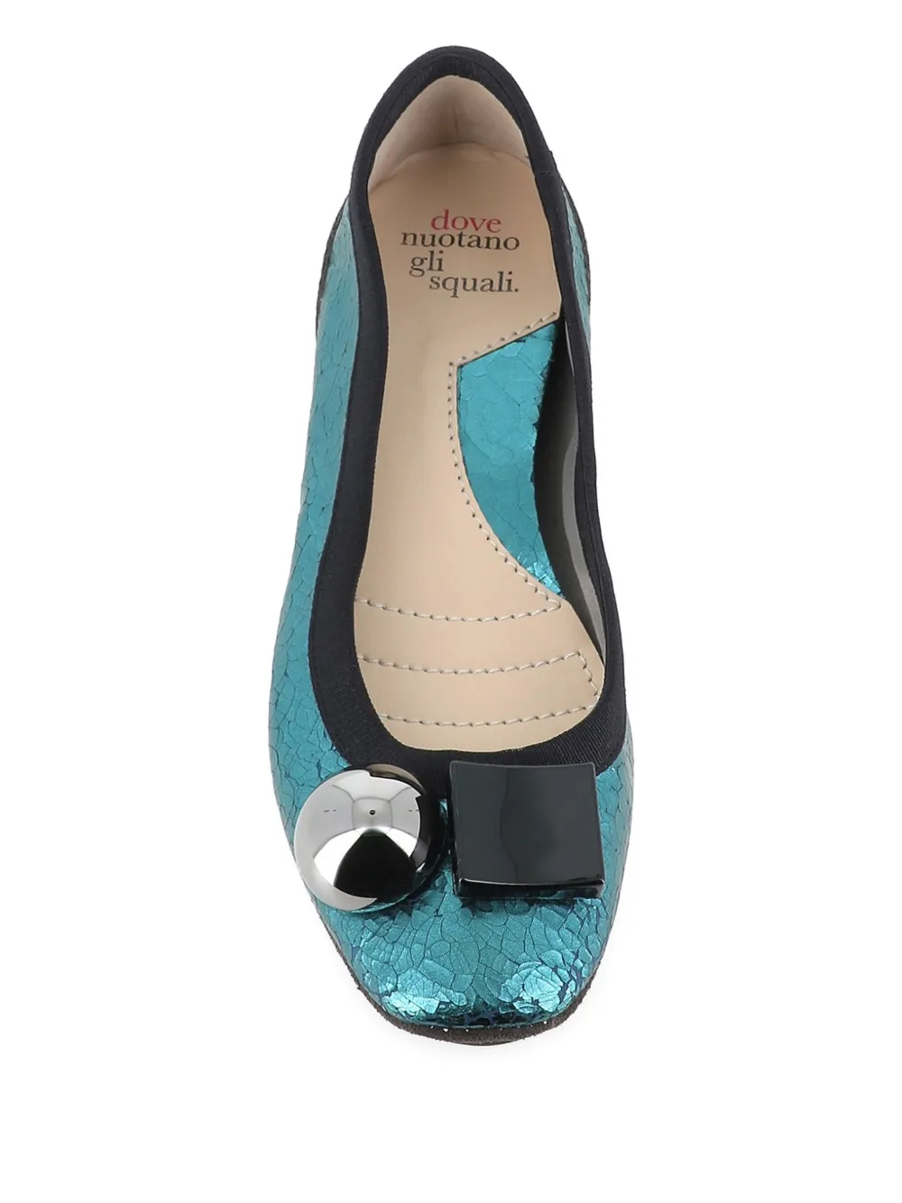 Dove Nuotano Gli Squali Becky Embellishment Ballet Flats In Green