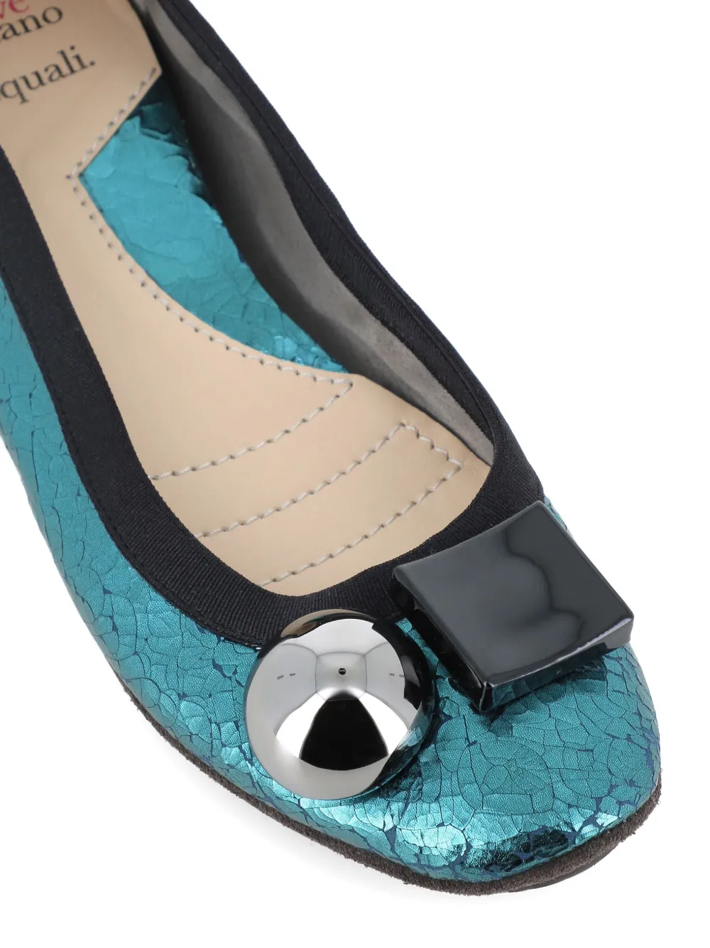 Dove Nuotano Gli Squali Becky Embellishment Ballet Flats In Green