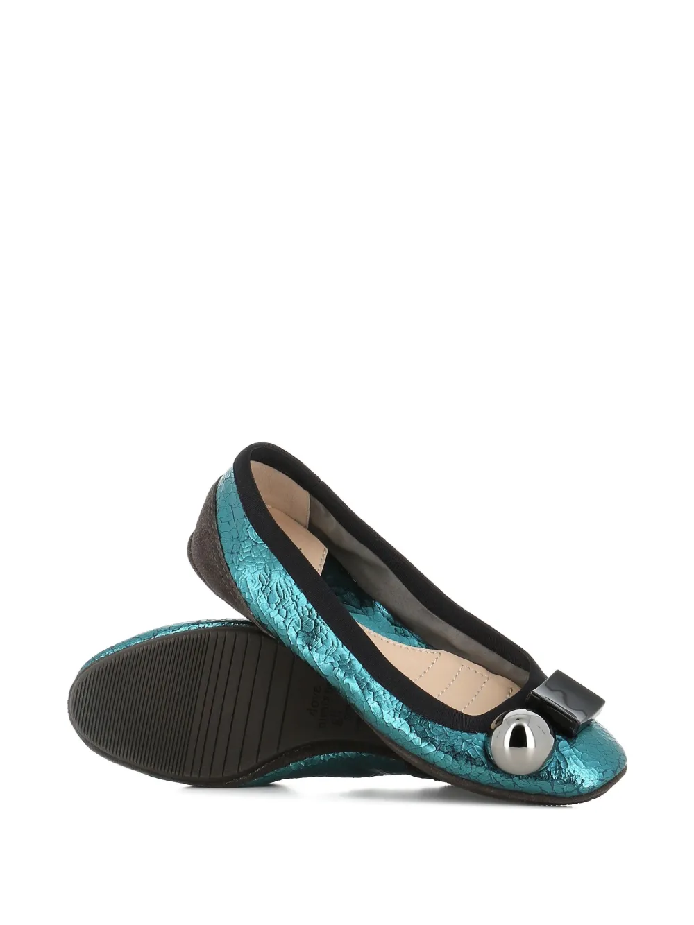 Dove Nuotano Gli Squali Becky Embellishment Ballet Flats In Green