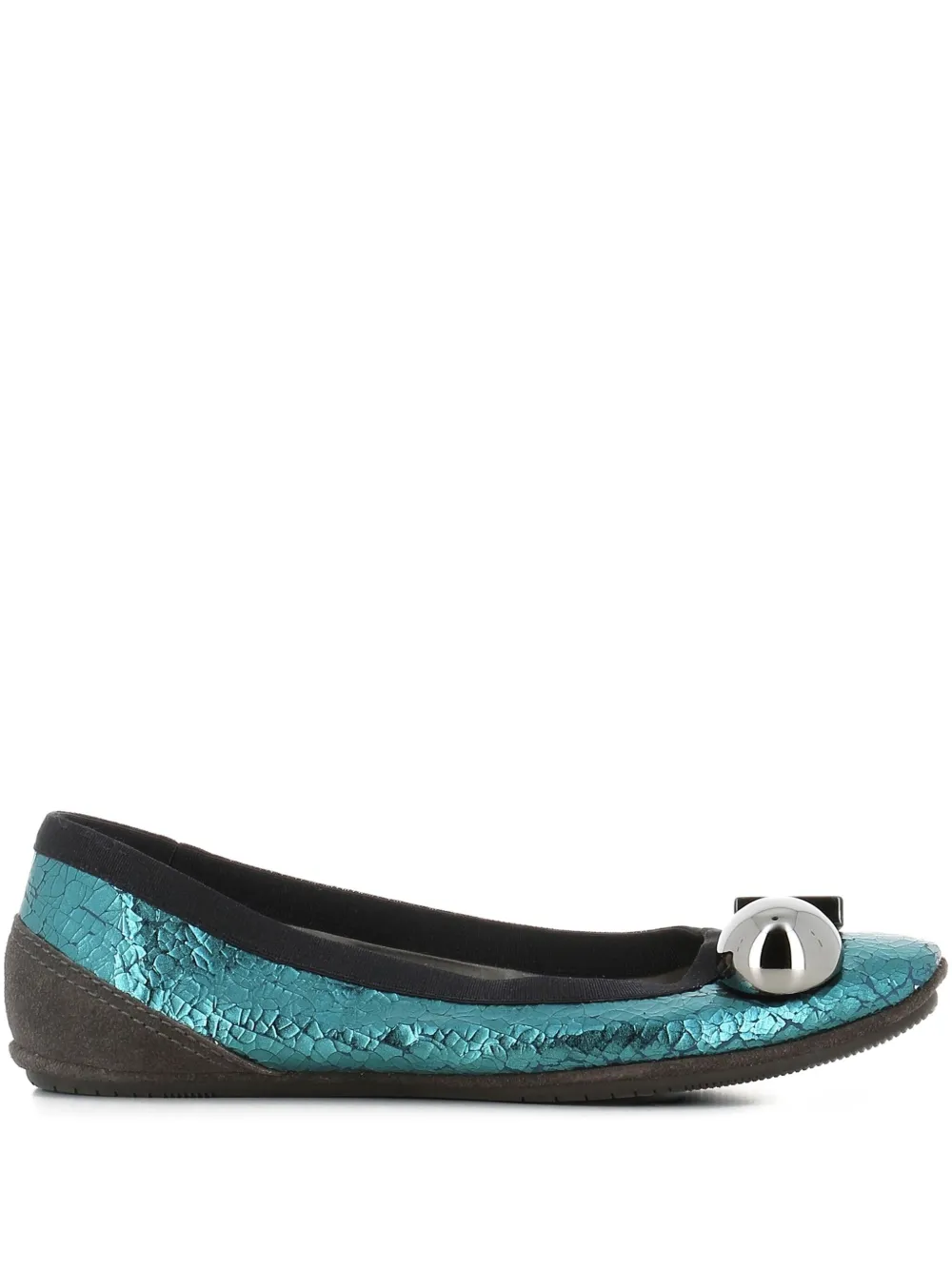 Dove Nuotano Gli Squali Becky Embellishment Ballet Flats In Green