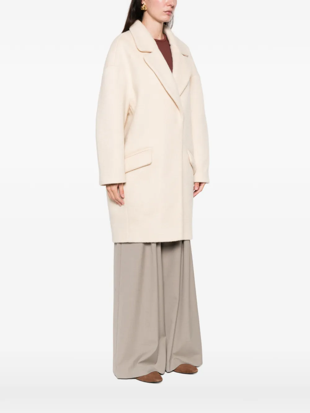Ava Adore Flap-pocket Single-breasted Coat In Neutral