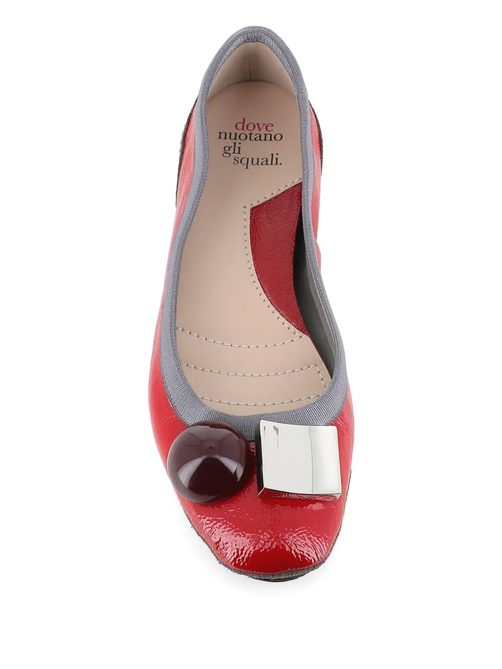 Dove Nuotano Gli Squali Becky Appliqué Ballet Flats In Red