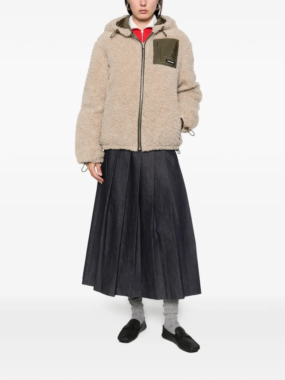 Miu Miu veste teddy à capuche | Vestes en peau lainée | Image 2