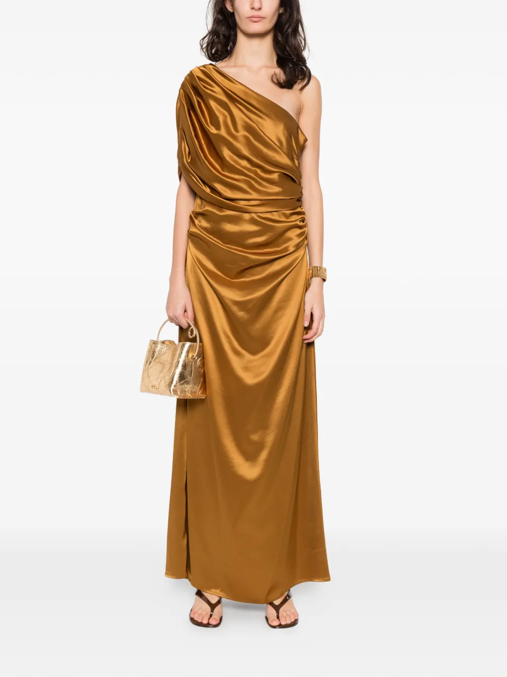 MALINA Gedrapeerde maxi-jurk - Goud