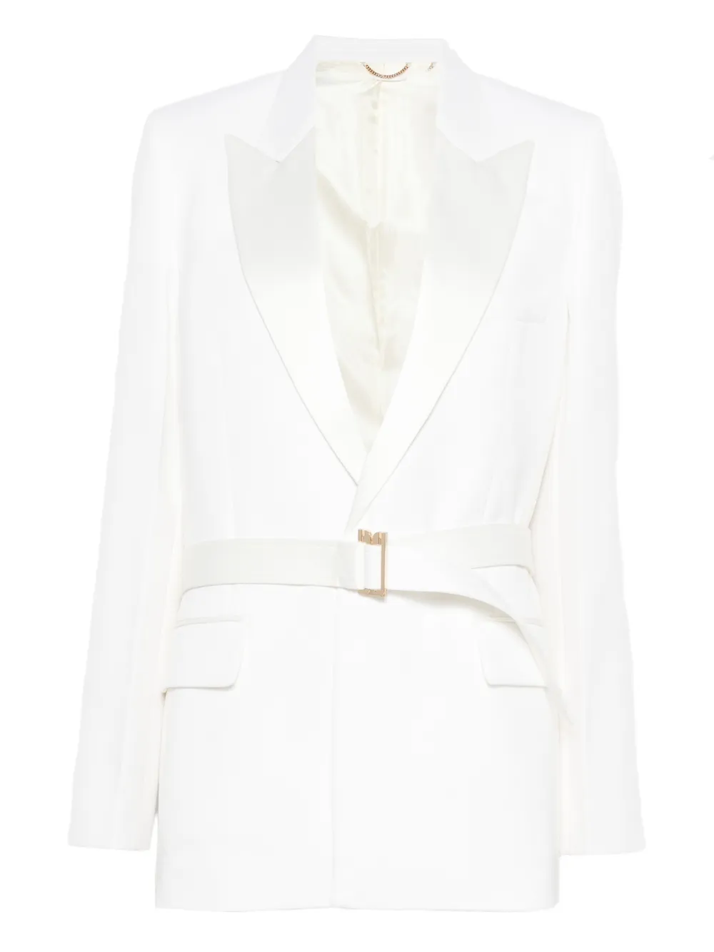 Victoria Beckham Belted Lapel Blazer In White