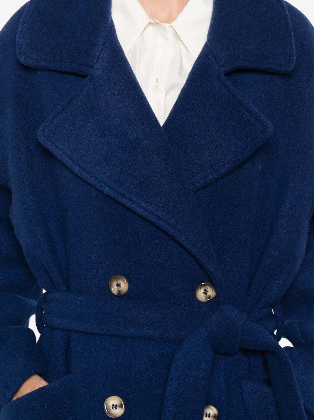 Ava Adore Berlin Belted Double-breasted Coat In Blue