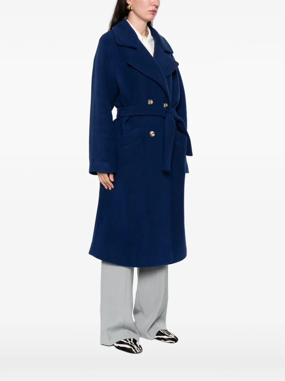 Ava Adore Berlin Belted Double-breasted Coat In Blue