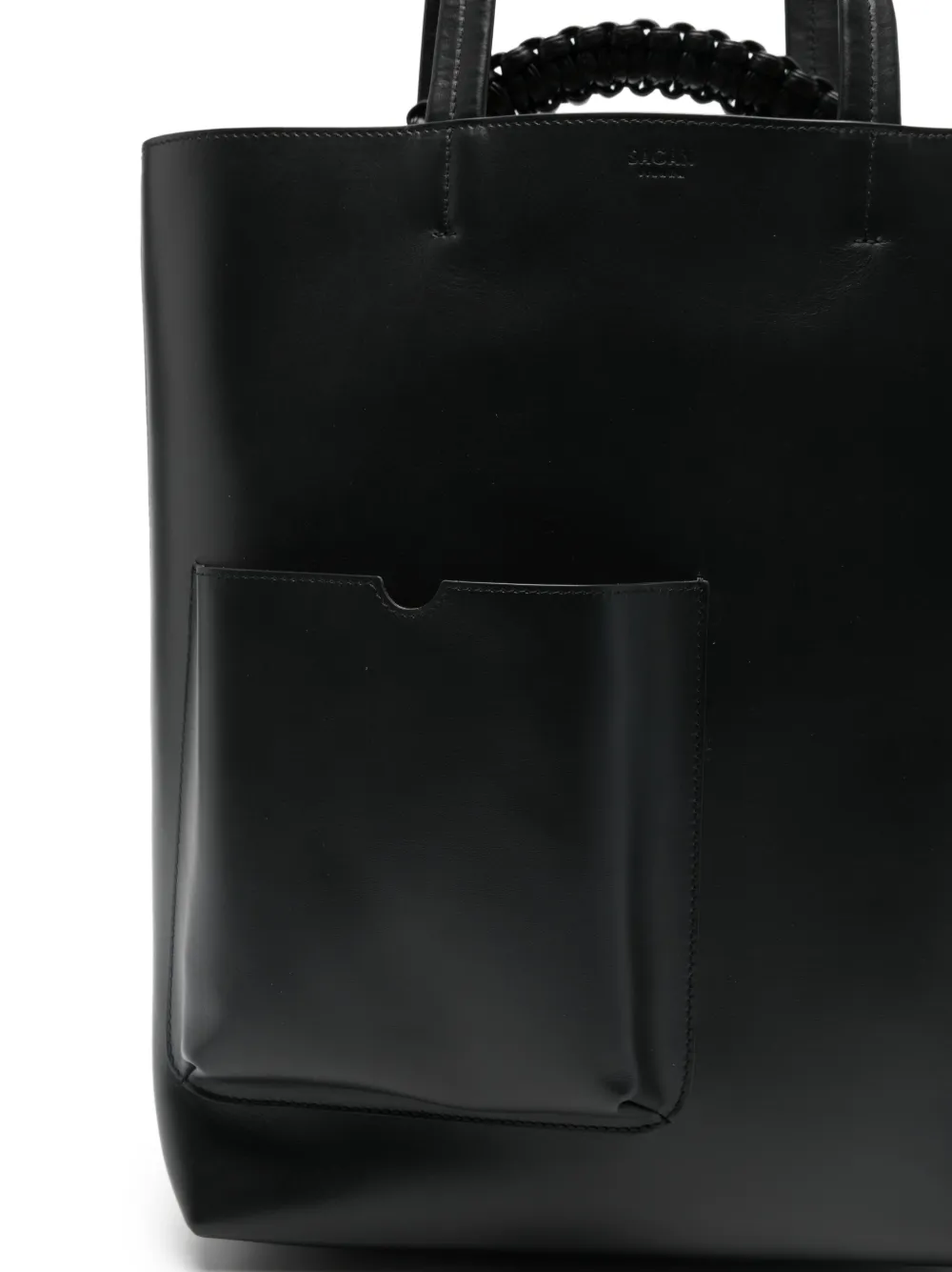 Sagan Pazar Book Pocket-detail Tote Bag In Black