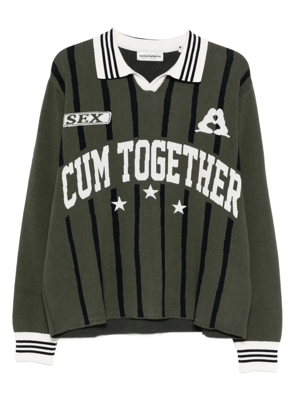 CARNE BOLLENTE striped collar sweater | Green | Image 1