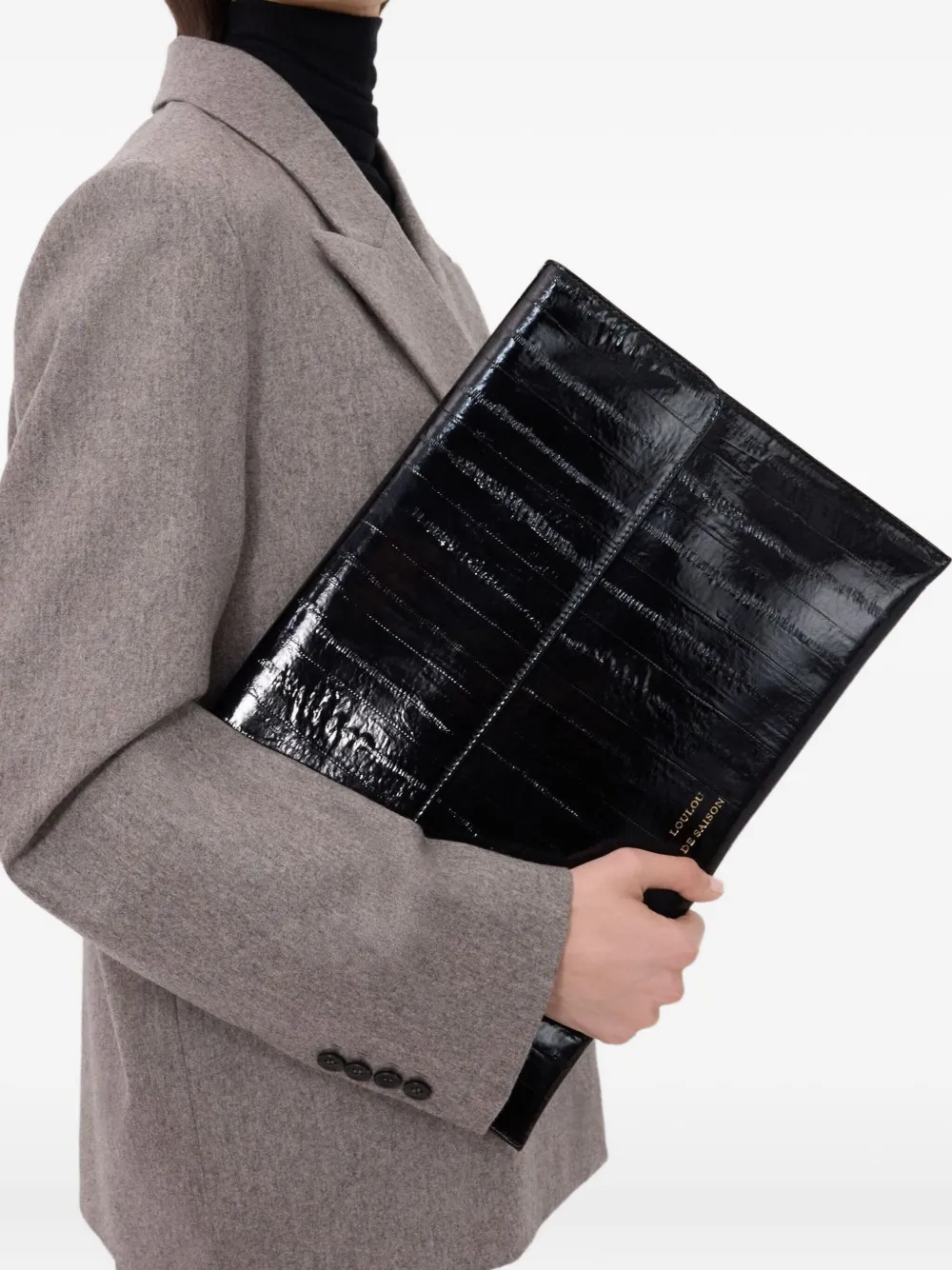 Loulou De Saison Maury Leather Clutch Bag In Black