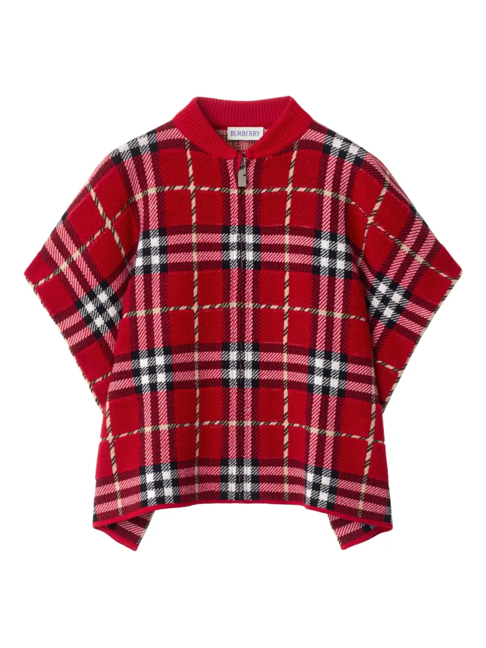  Burberry Kids Check Wool Cape - Red 