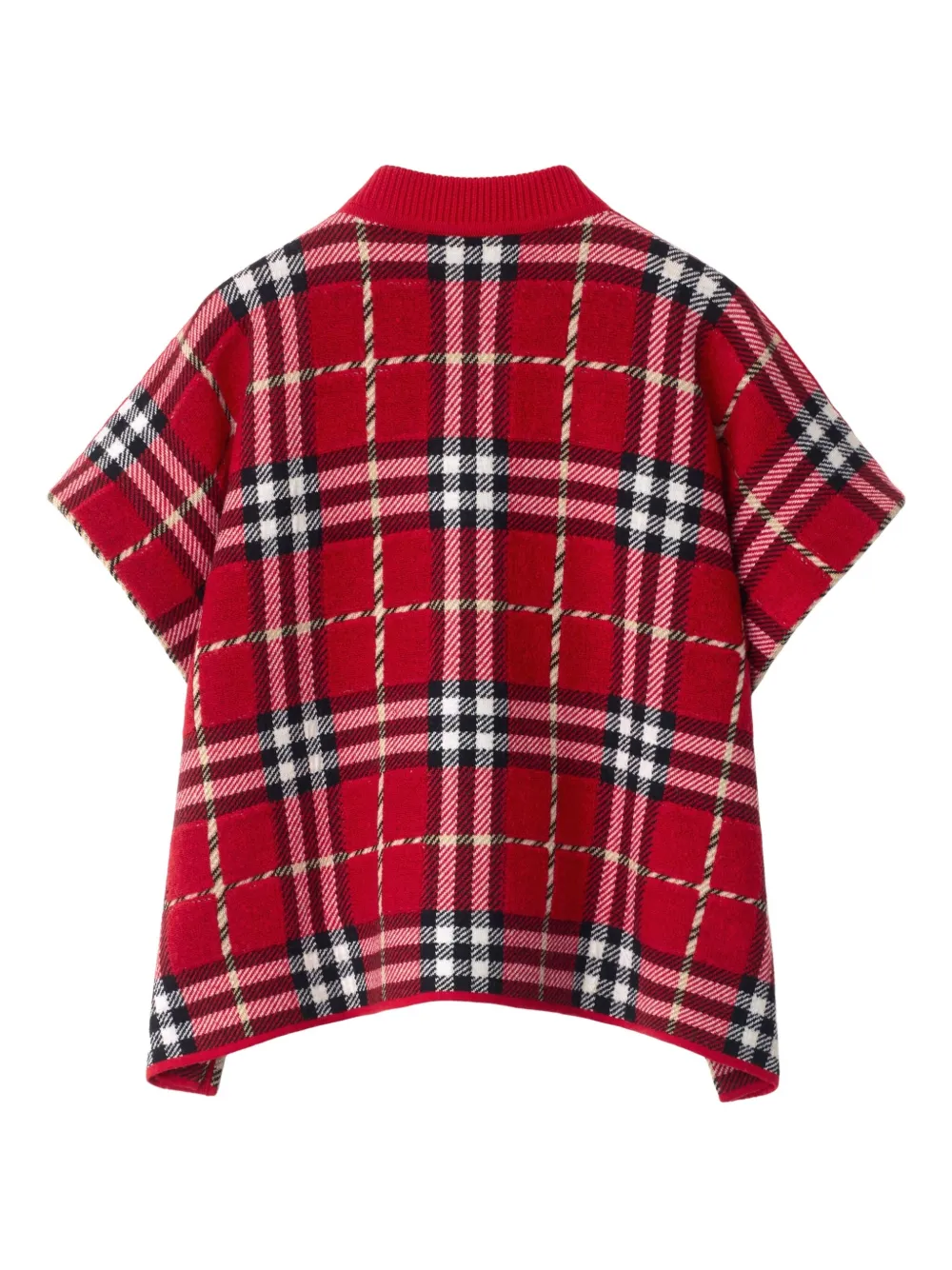  Burberry Kids Check Wool Cape - Red 