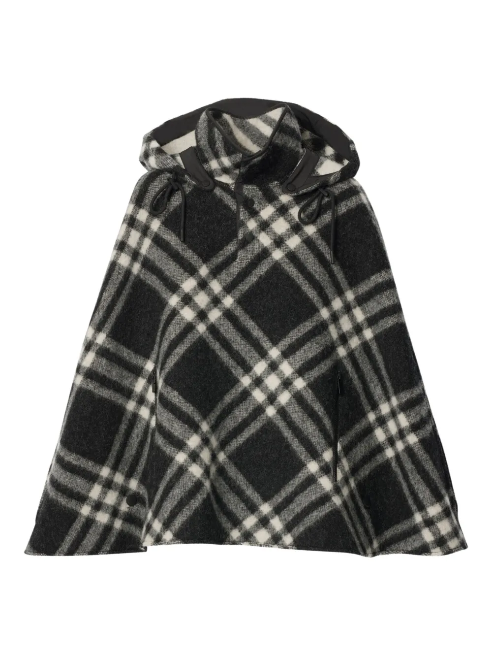 Burberry Karierter Poncho mit Kapuze - Schwarz