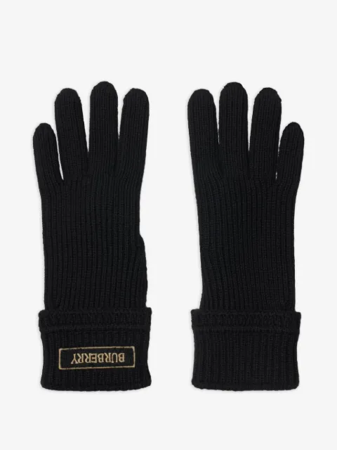 Burberry logo-patch wool-blend gloves