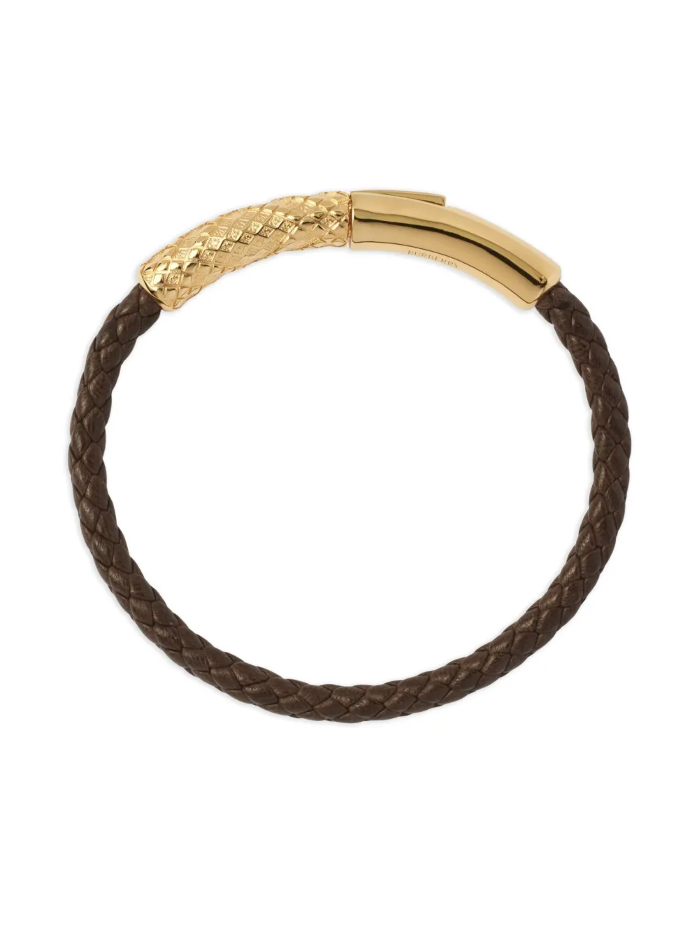 Burberry Check Leather Bracelet In Brown