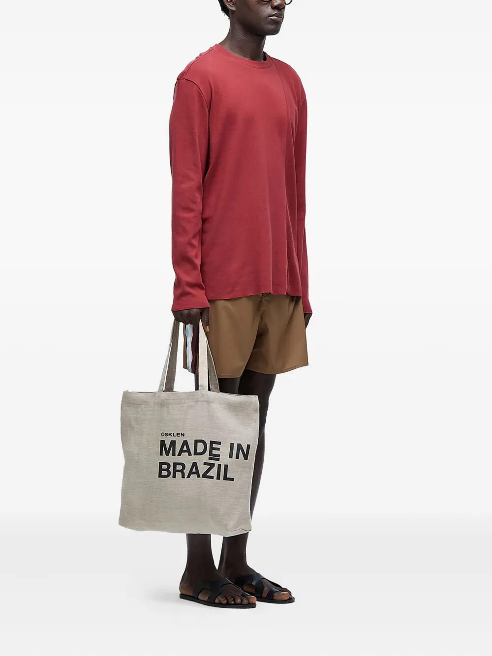 Osklen asymmetrical MIX T-shirt - Rood