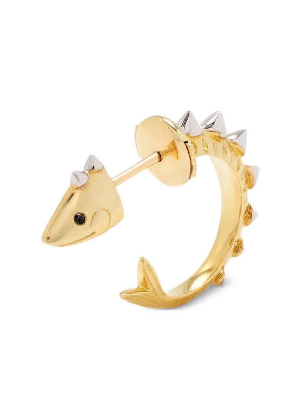 Yvonne Léon Fish Spike Diamond Hoop Earrings in Gold