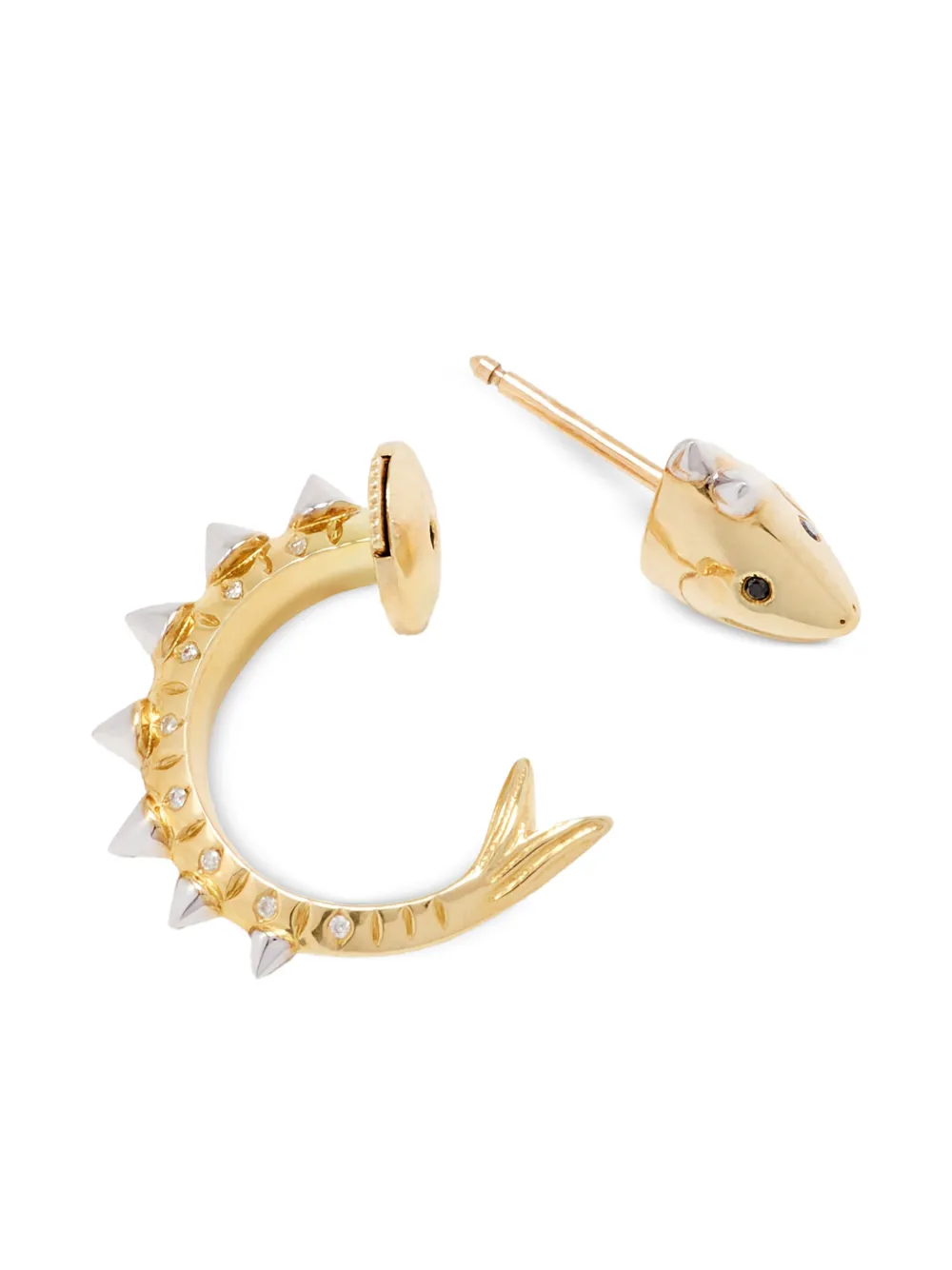 Fish Spike Diamond Hoop Earrings