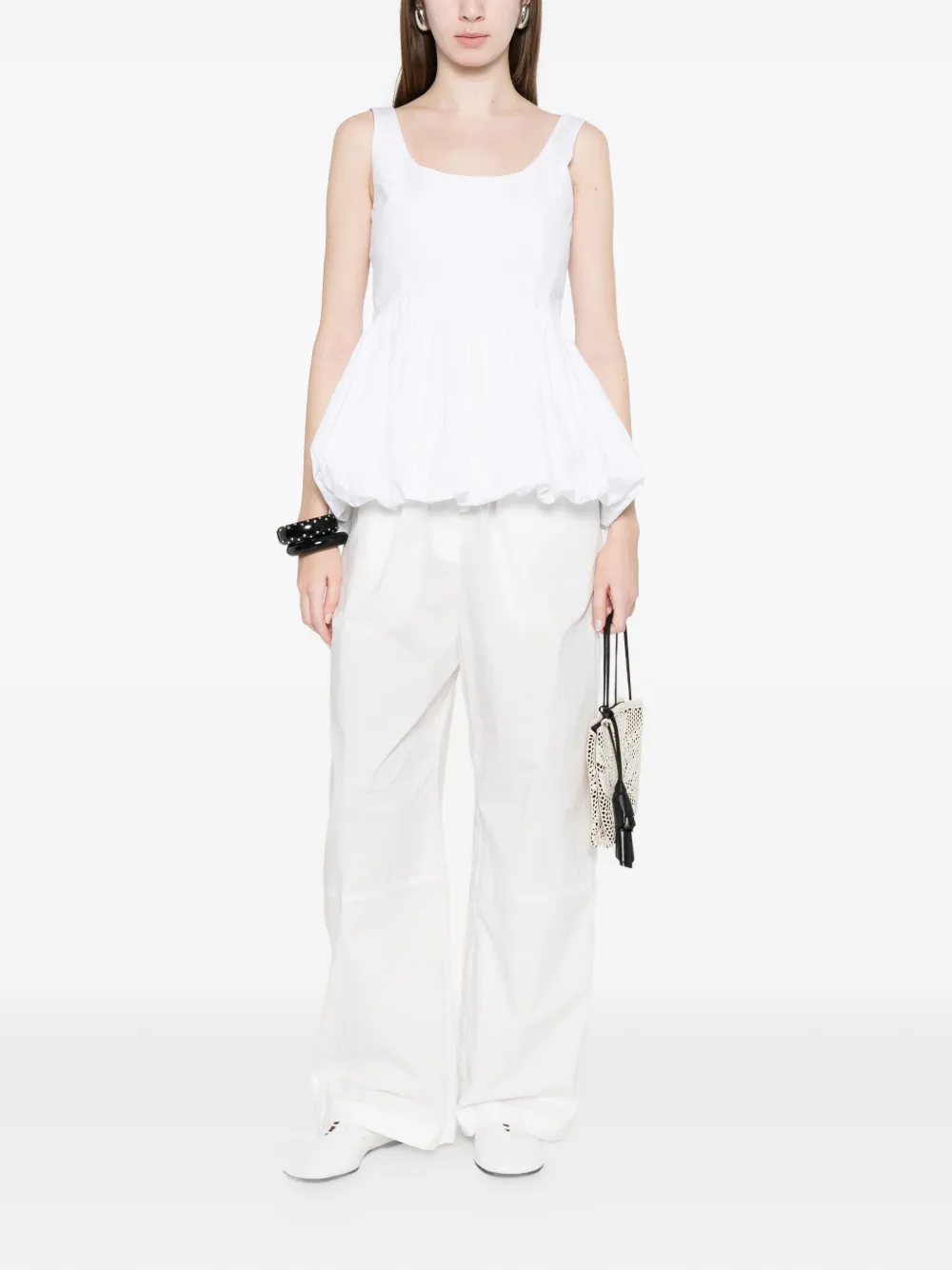  Róhe Voluminous Peplum Top - White 