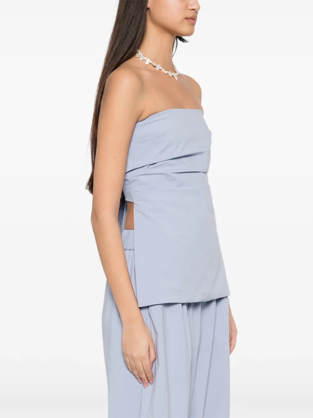 St. Agni Strapless top met gestrikte achterkant Blauw