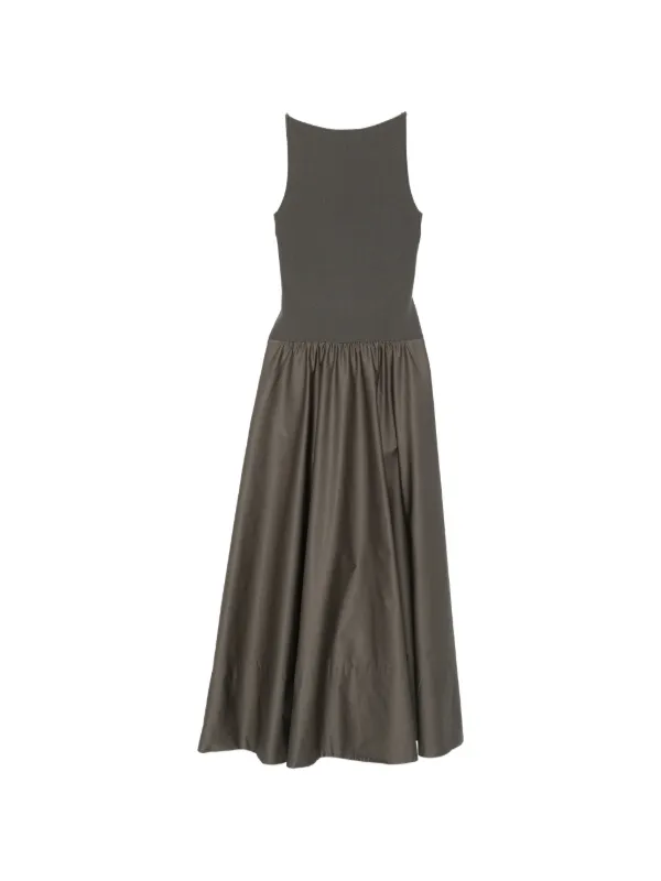 green emerald velvet dress St. Agni Linen Bias Halter Dress in Olive