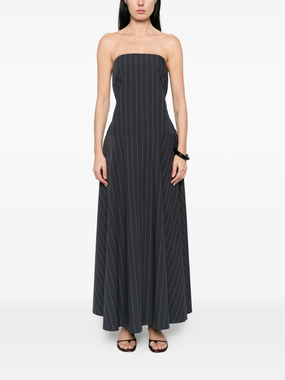 St. Agni Rouleau gestreepte maxi-jurk Blauw