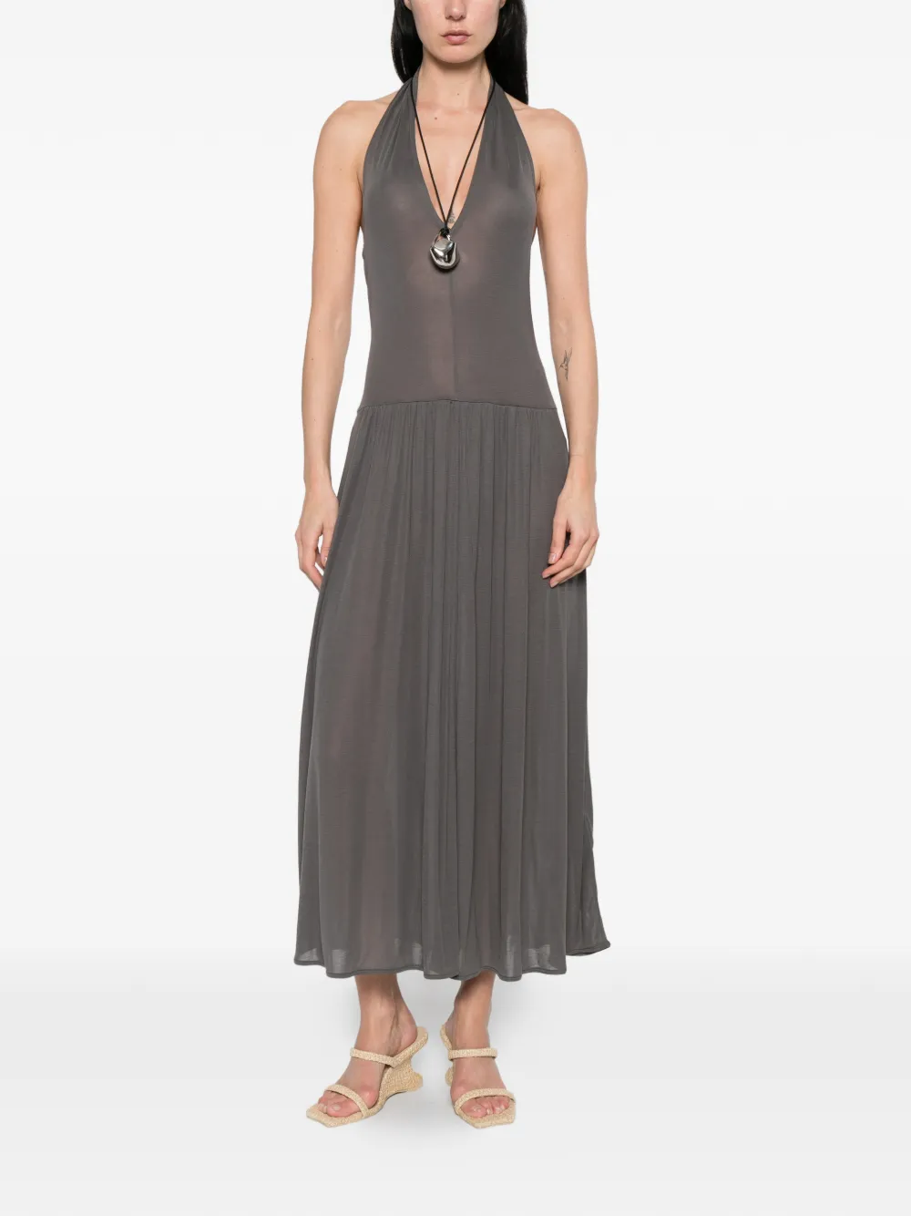  St. Agni V-neck Midi Dress - Grey 