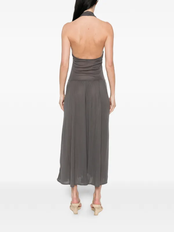 st agni grey dress St. Agni Silk Drape Midi Dress