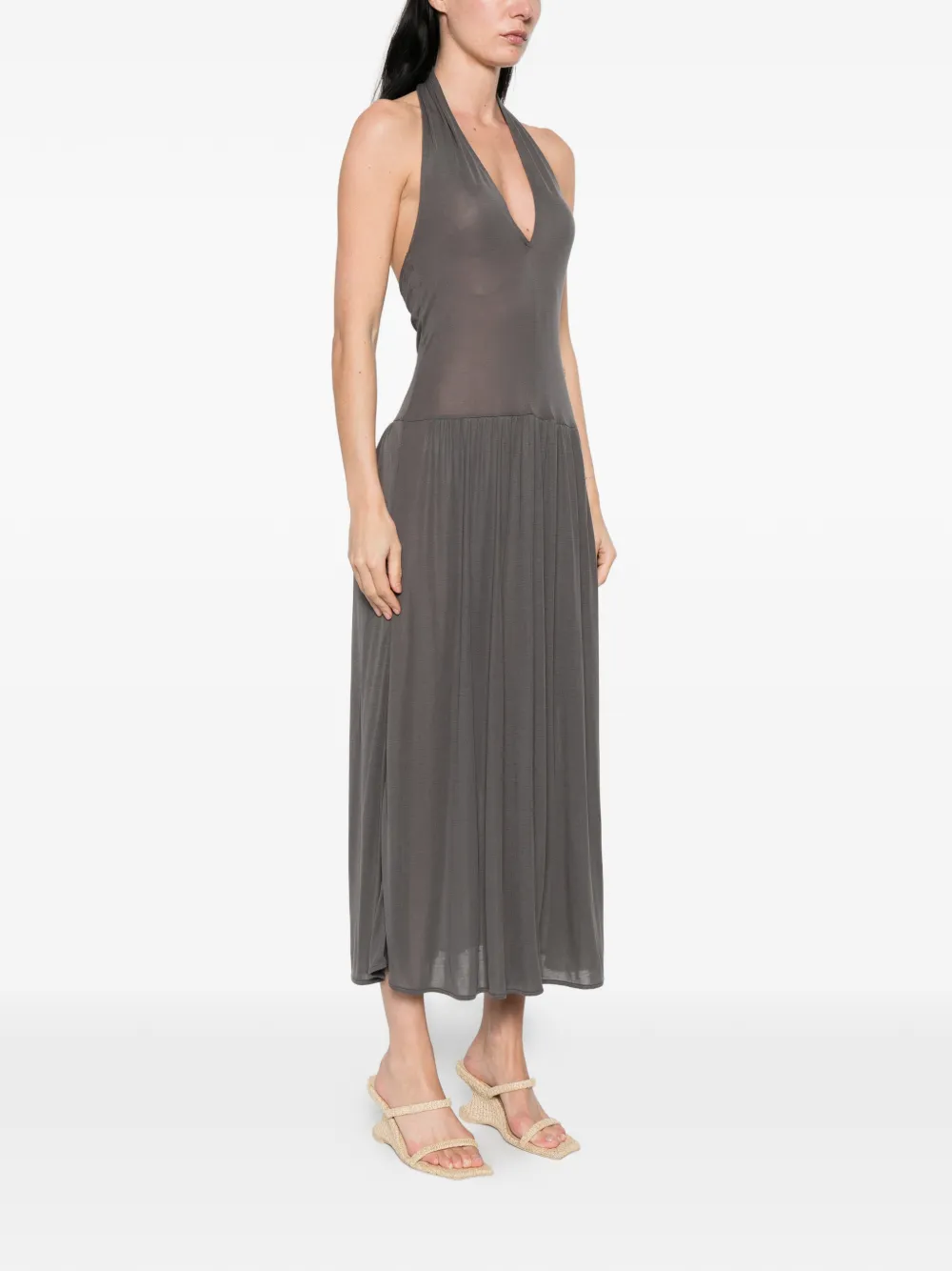  St. Agni V-neck Midi Dress - Grey 