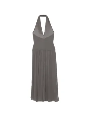 St. Agni Halter Plunge Maxi Dress | Brown | FARFETCH KW