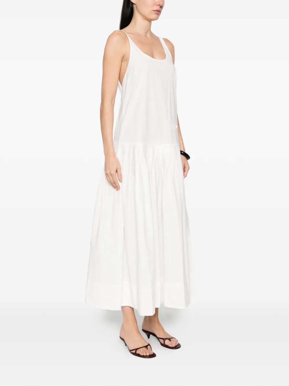  St. Agni Pleated Midi Dress - White 
