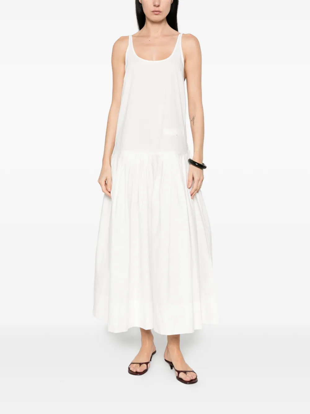  St. Agni Pleated Midi Dress - White 