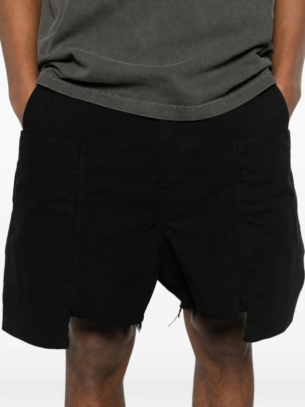 Rick Owens Drkshdw Pocket Frayed Shorts In Brown