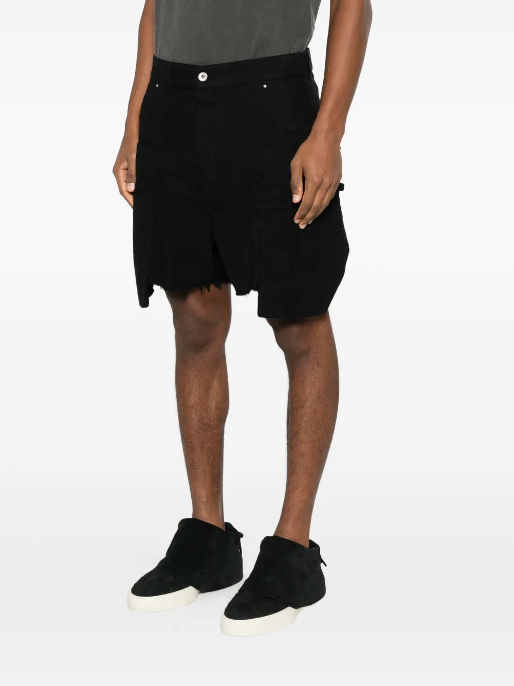 Rick Owens Drkshdw Pocket Frayed Shorts In Brown