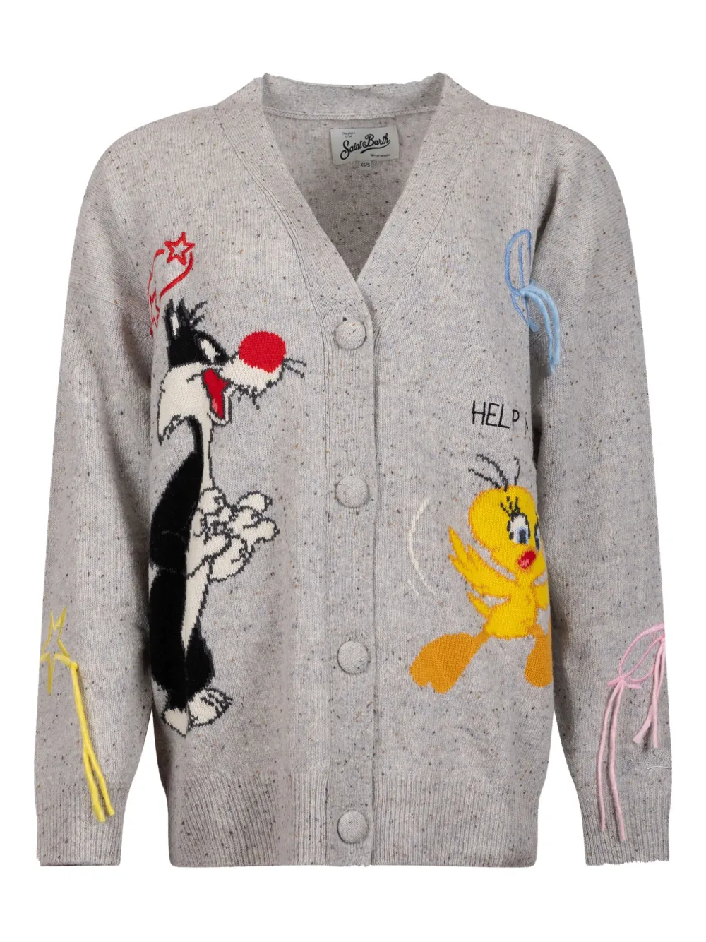 Mc2 Saint Barth Cartoon-embroidery Cardigan In Gray