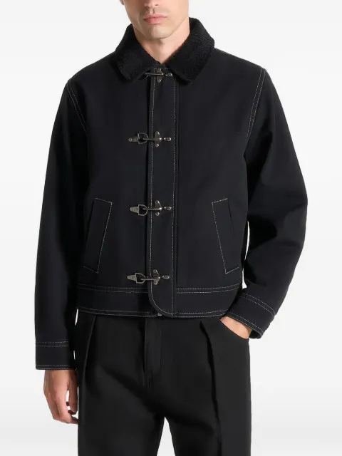 Manière De Voir Nino clasp detail contrast stitch gabardine jacket