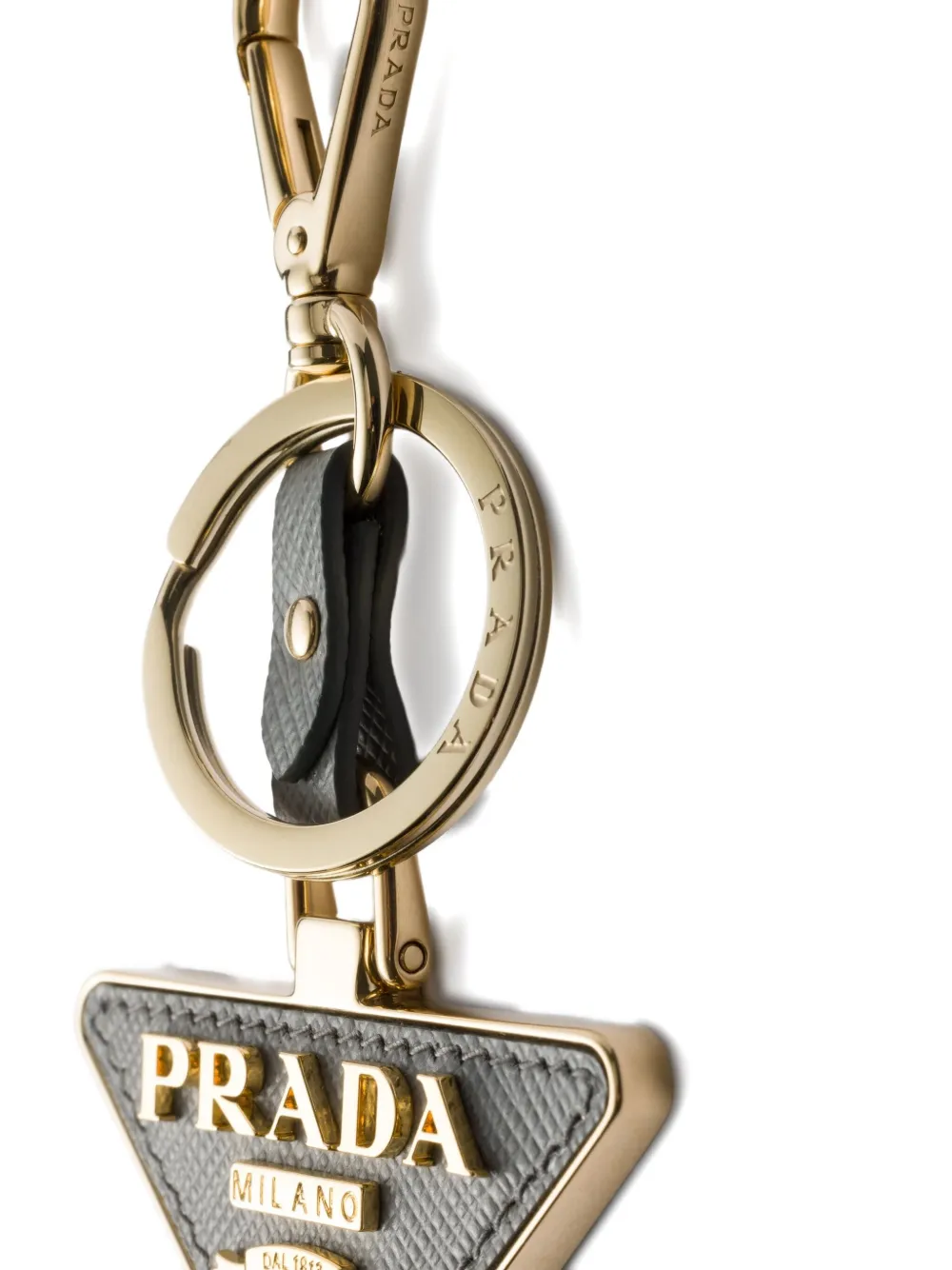 Prada Triangle-logo Keychain In Gold