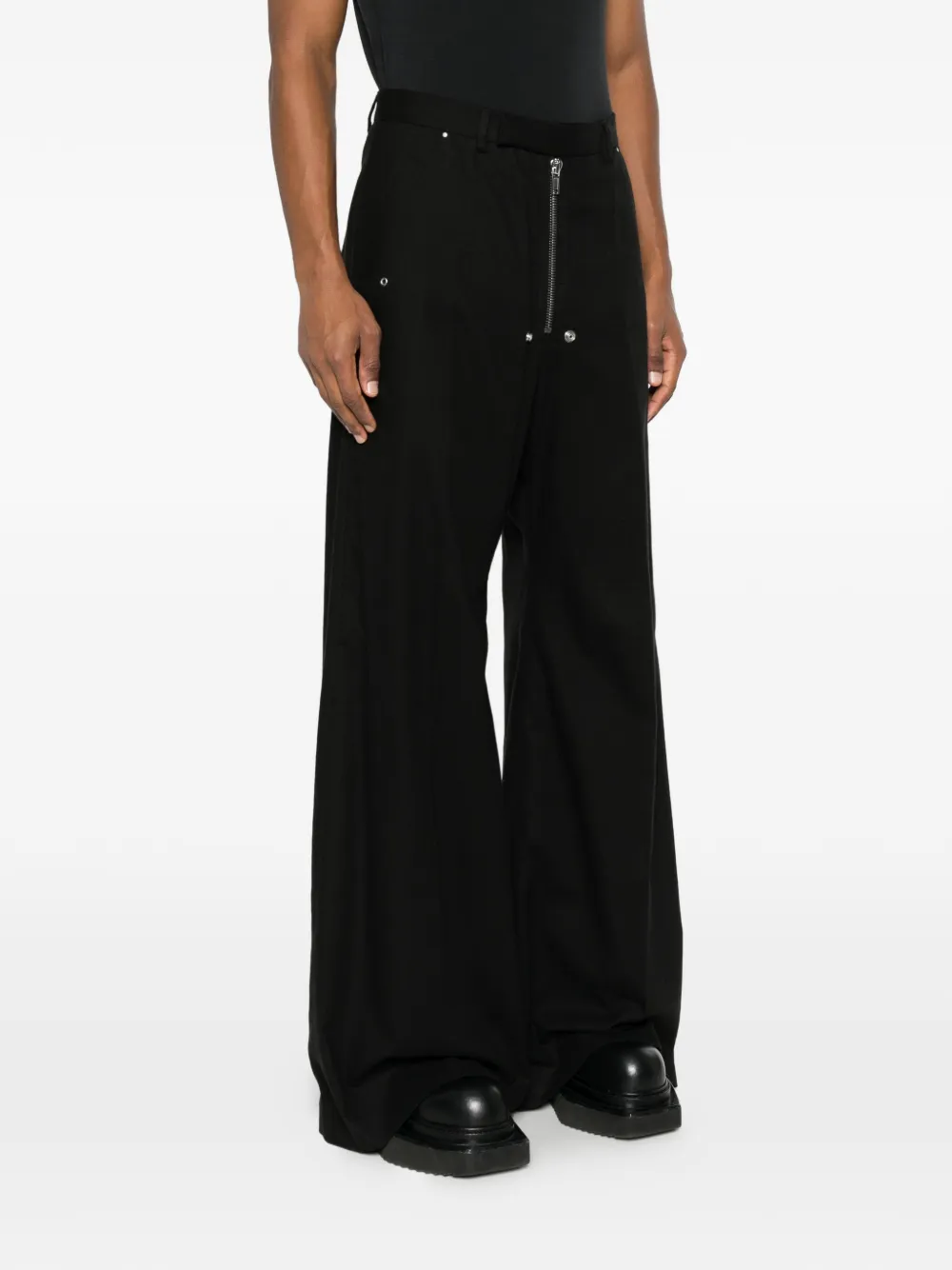 Rick Owens Zip Cotton Trousers In Black