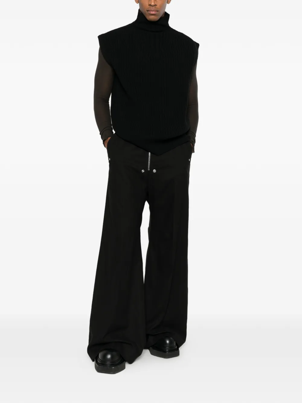 Rick Owens zip cotton trousers - Zwart