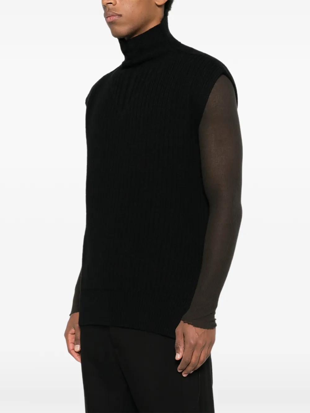 Rick Owens High-neck Sleeveless Sweater In Black