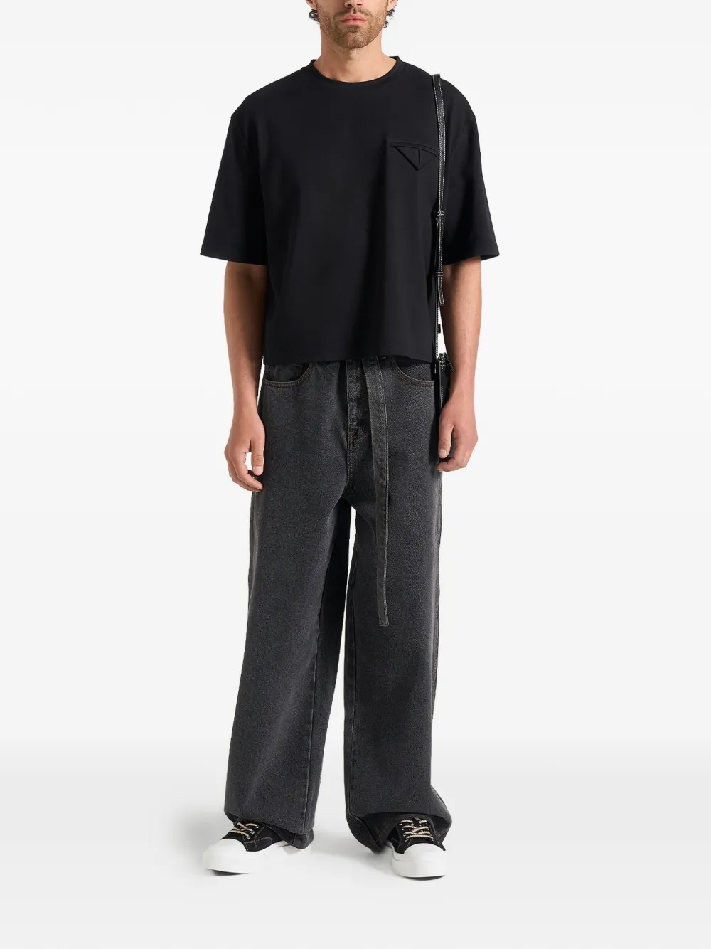 Manière De Voir Léon boxy cropped crew-neck T-shirt - Zwart