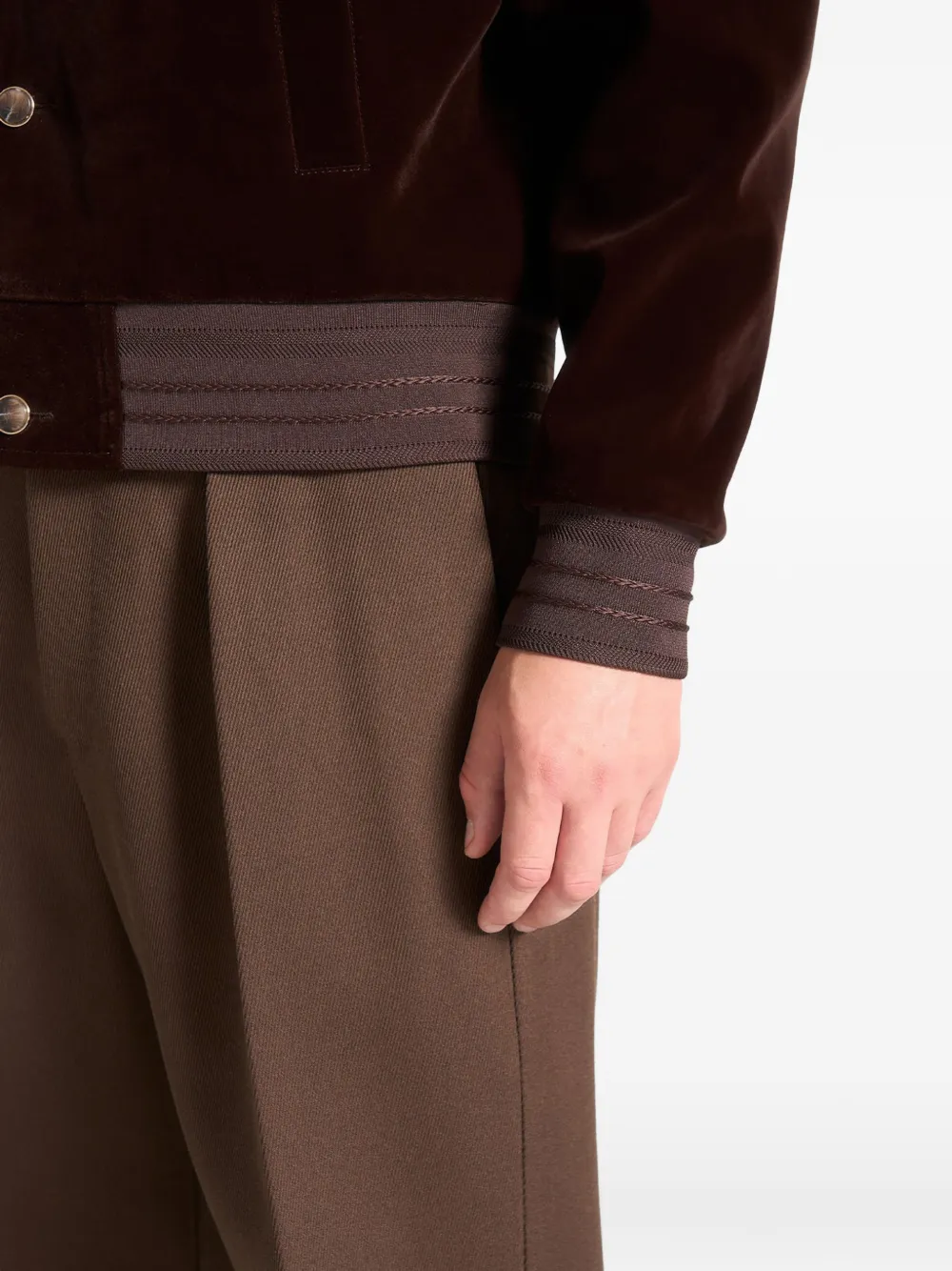 Manière De Voir velvet trucker ribbed jacket Bruin