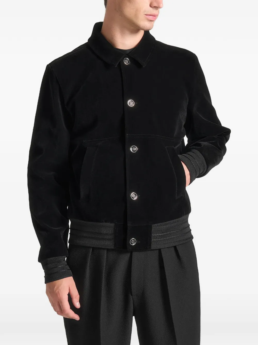 Manière De Voir velvet ribbed jacket Zwart