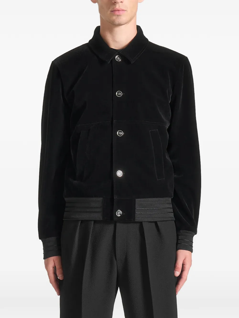 Manière De Voir velvet ribbed jacket - Nero