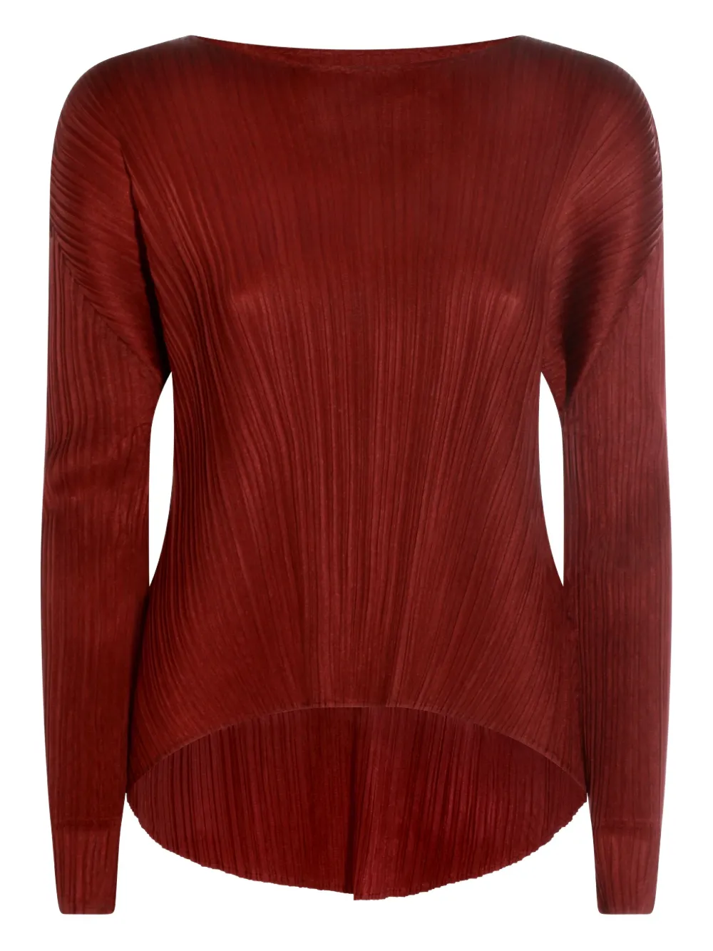 Issey Miyake Pleated Long-sleeve Top In Red