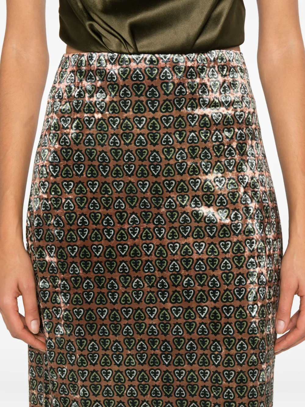Pierre-louis Mascia Patterned Skirt In Brown