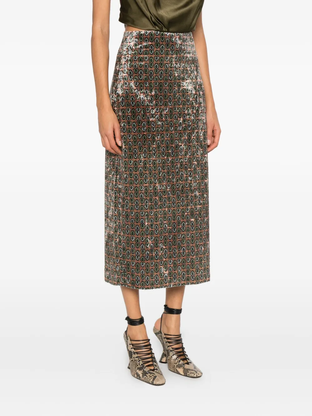 Pierre-louis Mascia Patterned Skirt In Brown