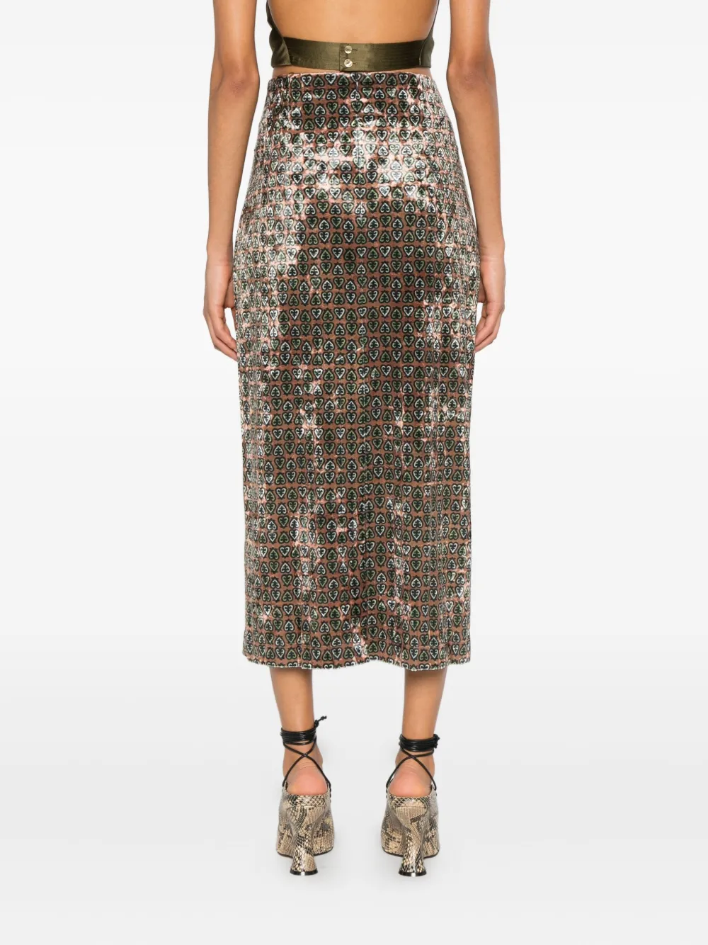 Pierre-louis Mascia Patterned Skirt In Brown